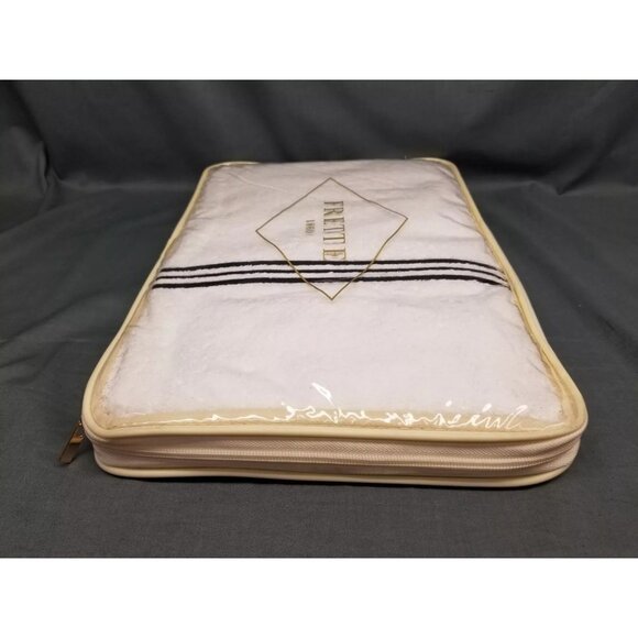 Frette Essential Triplo Bourdon Bath Towel 27" x 55" White Black 100% Cotton NEW - Picture 3 of 5